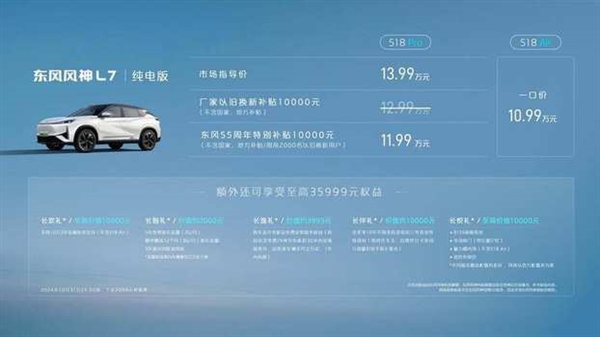 10.99万元起!东风风神L7纯电版上市:搭载岚图同源动力