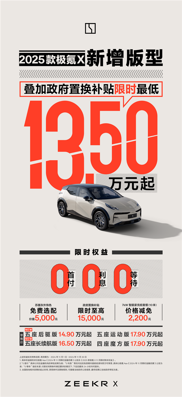 压力给到大众ID.3 极氪X新增车型上市:限时仅13.5万起