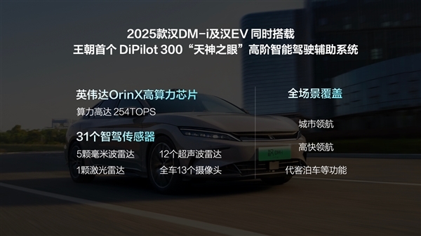 激光雷达+DiPilot 300天神之眼加持:比亚迪2025款汉智驾型开启交付