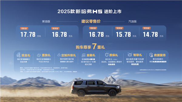 14.78万买大型燃油SUV 新款哈弗H5上市:非承载车身很扎实
