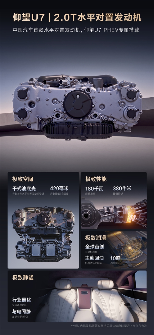 180千瓦/380牛·米!仰望U7首发搭载中国首款2.0T水平对置发动机