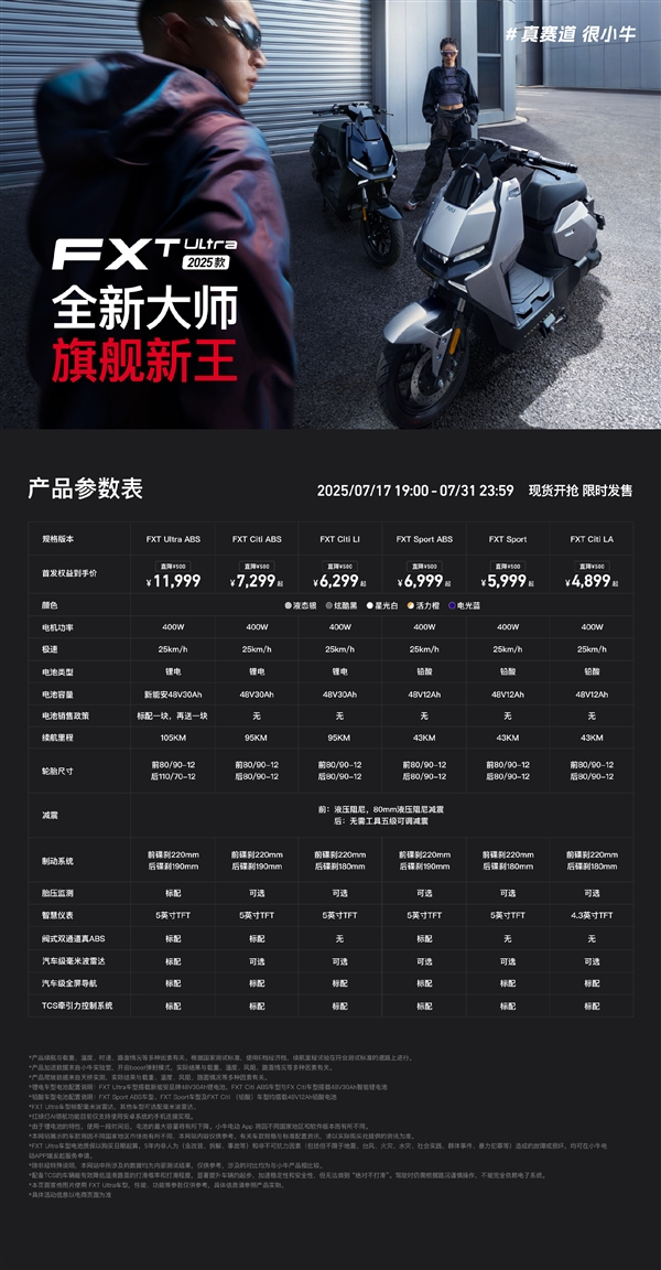 无需驾照!小牛电动新国标旗舰车FXT Ultra 2025发布:11999元