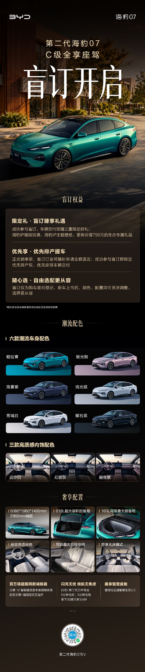 全新外观设计+超5米车长!比亚迪第二代海豹07开启盲订